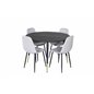 Dipp Dining Table - 115cm - Black / Black Brass, Polar Diamond Dining Chair - Black Legs - Grey Fabric_4