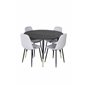 Dipp Dining Table - 115cm - Black / Black Brass, Polar Diamond Dining Chair - Black Legs - Grey Fabric_4