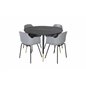 Dipp ruokapöytä - 115 cm - musta / musta messinki, Comfort Plastic ruokapöydän tuoli - mustat jalat - harmaa Pla Pla