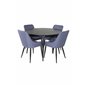 Dipp ruokapöytä - 115cm - musta viilu / kaikki mustat jalat, Pla za ruokapöydän tuoli - mustat jalat - Blue kangas_4