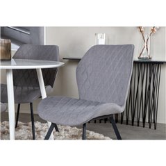 Plaza Round Table 100 cm - White top / White Legs, Gemma  Dining Chair - Black Legs - Grey Fabric_4