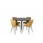 Dipp Dining Table - 115cm - Black / Black Brass, Limhamn Light - Chair - Gold Velvet_4