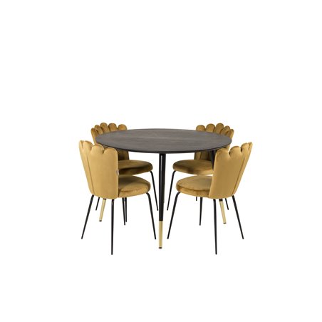 Dipp Dining Table - 115cm - Black / Black Brass, Limhamn Light - Chair - Gold Velvet_4