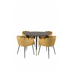 Dipp Dining Table - 115cm - Black / Black Brass, Limhamn - Chair - Gold Velvet_4