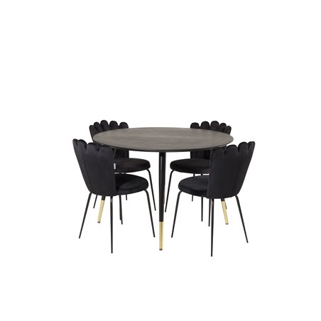 Dipp Dining Table - 115cm - Black / Black Brass, Limhamn Light - Chair - Black Velvet_4