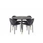 Dipp Dining Table - 115cm - Black / Black Brass, Vault Dining Chair - Black legs - Black Flower printed fabric_4