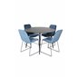 Dipp Dining Table - 115cm - Black Veneer / All black legs , Muce  Dining Chair - Black Legs - Blue  Velvet_4