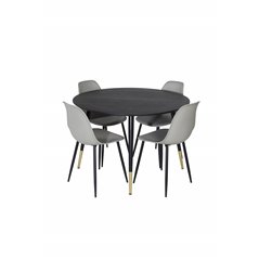 Dipp Dining Table - 115cm - Black / Black Brass, Polar Plastic Dining Chair - Black Legs / Grey Plastic_4