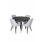 Dipp Dining Table - 115cm - Black / Black Brass, Plaza Dining chair - Black legs - Light  Grey Fabric_4