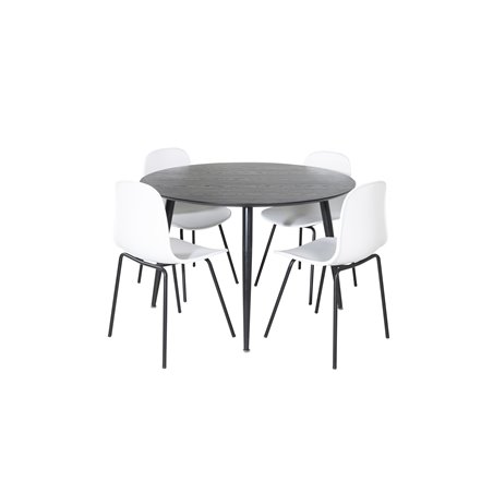 Dipp Spisebord - 115cm - Sort Finer / Alle sorte ben, Arctic Dining Chair - Sorte Ben - Hvid Pla stic_4