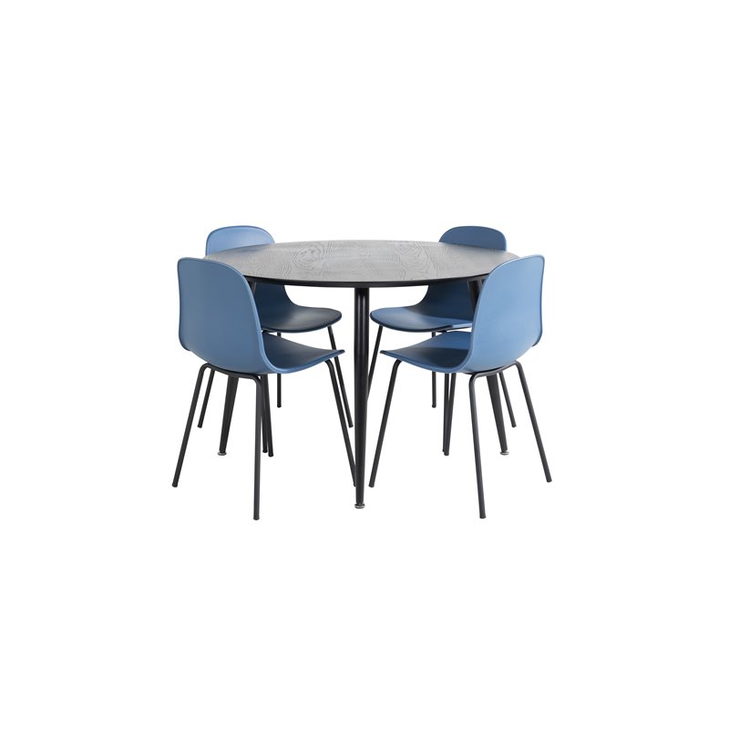 Dipp Spisebord - 115cm - Sort Finer / Helt sorte ben, Arctic Dining Chair - Sorte Ben - Blue Pla stic_4