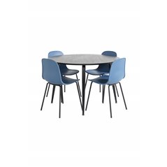 Dipp Spisebord - 115cm - Sort Finer / Helt sorte ben, Arctic Dining Chair - Sorte Ben - Blue Pla stic_4