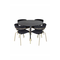 Dipp Dining Table - 115cm - Black / Black Brass, Arrow armchair - Brass Legs - Black Velvet_4