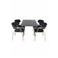 Dipp Dining Table - 120 cm - Black Veneer - Black Legs w, Brass dipp, Arrow armchair - Brass Legs - Black Velvet_4