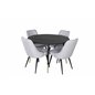 Dipp Dining Table - 115cm - Black / Black Brass, Velvet Deluxe Dining Chair - Black Legs - Light Grey Fabric_4