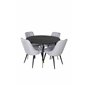 Dipp Dining Table - 115cm - Black / Black Brass, Velvet Deluxe Dining Chair - Black Legs - Light Grey Fabric_4