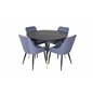 Dipp Dining Table - 115cm - Black / Black Brass, Plaza Dining Chair - Black Legs - Blue Fabric_4