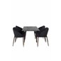 Dipp Dining Table - 120 cm - Black Veneer - Black Legs w, Brass dipp, Arch Dining Chair - Walnut Legs - Black Fabric_4