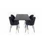 Dipp Dining Table - 120 cm - Black Veneer - Black Legs w, Brass dipp, Wrinkles Dining Chair - Black Legs - Black Velvet_4