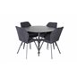 Dipp Dining Table - 115cm - Black Veneer / All black legs , Gemma  Dining Chair - Black Legs - Black Fabric_4