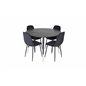 Dipp Dining Table - 115cm - Black / Black Brass, Polar Diamond Dining Chair - Black Legs - Black Velvet_4