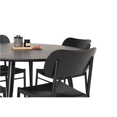 Dipp Dining Table - 115cm - Black / Black Brass, Polly Dining Chair - Black / Black_4