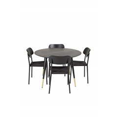 Dipp Dining Table - 115cm - Black / Black Brass, Polly Dining Chair - Black / Black_4