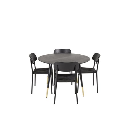 Dipp Dining Table - 115cm - Black / Black Brass, Polly Dining Chair - Black / Black_4