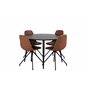 Dipp Spisebord - 115cm - Sort Finer / Helt sorte ben, Polar Spisebordsstol med Spin funktion - sorte Ben - Brun PU - Hvid