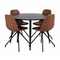 Dipp Dining Table - 115cm - Black Veneer / All black legs , Polar Dining Chair with Spin function - black Legs - Brown PU - Whit