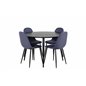 Dipp ruokapöytä - 115cm - musta viilu / kaikki mustat jalat, Polar ruokapöydän tuoli - mustat jalat - Blue kangas_4