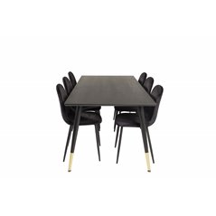 Dipp Dining Table - 180*90cm - Black / Black Brass, Polar Dining Chair - Black legs / Black Velvet (ersätter 19902-888)_6