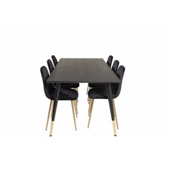 Dipp Dining Table - 180*90cm - Black / Black Brass, Polar Dining Chair - Black / Brass_6