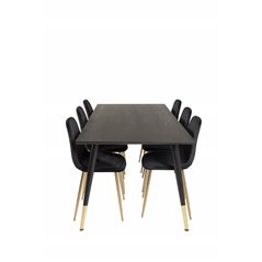 Dipp Dining Table - 180*90cm - Black / Black Brass, Polar Dining Chair - Black / Brass_6