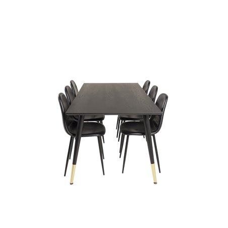 Dipp Dining Table - 180*90cm - Black / Black Brass, Polar Dining Chair - Black / Black_6