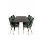 Dipp Dining Table - 180*90cm - Black / Black Brass, Velvet Deluxe Dining Chair - Green / Brass_6