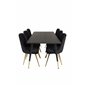 Dipp Dining Table - 180*90cm - Black / Black Brass, Velvet Deluxe Dining Chair - Black / Brass_6