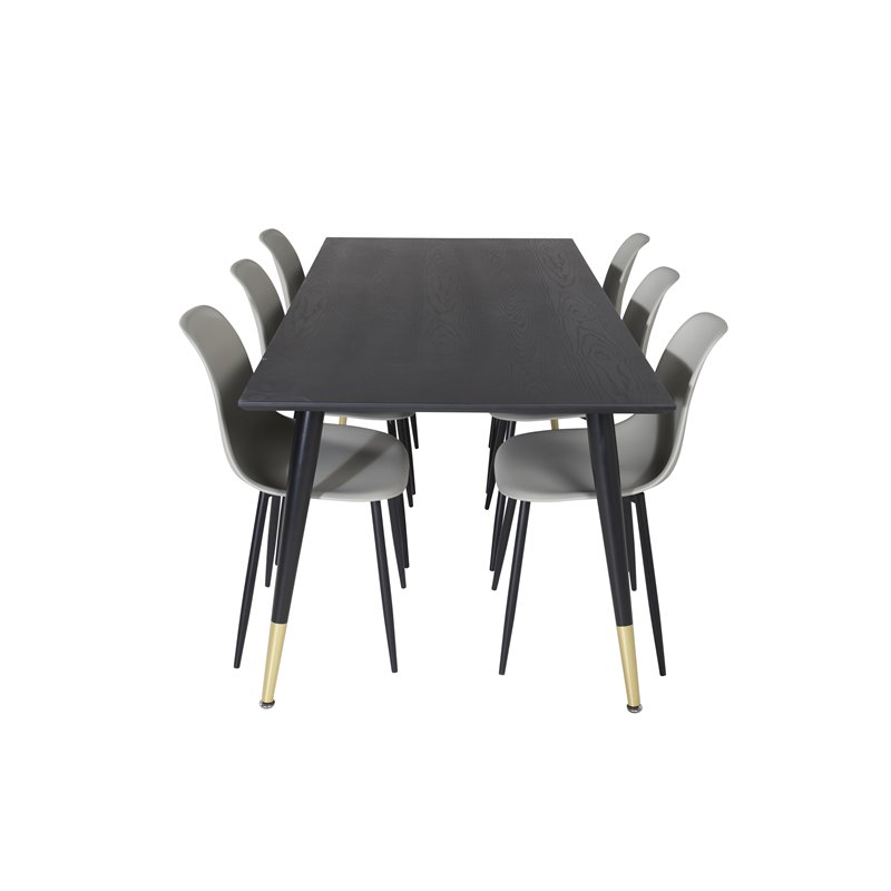 Dipp Dining Table - 180*90cm - Black / Black Brass, Polar Plastic Dining Chair - Black Legs / Grey Plastic_6