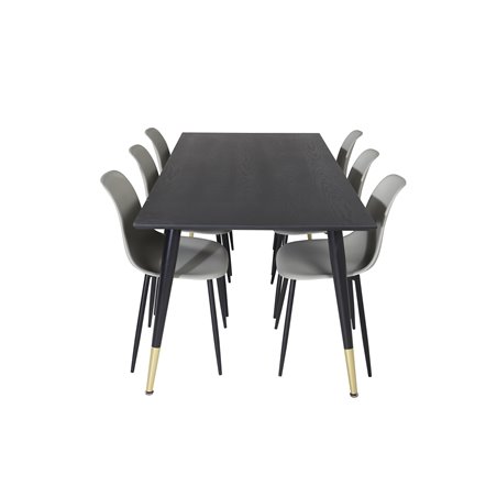 Dipp Dining Table - 180*90cm - Black / Black Brass, Polar Plastic Dining Chair - Black Legs / Grey Plastic_6