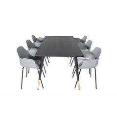 Dipp Dining Table - 180*90cm - Black / Black Brass, Comfort Plastic Dining Chair - Black Legs - Grey Plastic_6