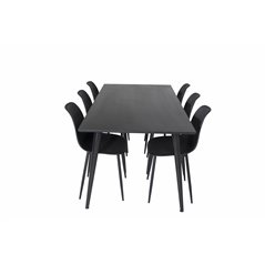 Dipp Dining Table - 180*90cm - Black Veneer / all black legs , Polar Plastic Dining Chair - Black Legs / Black Plastic_6