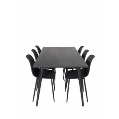 Dipp ruokapöytä - 180 * 90 cm - musta viilu / täysin mustat jalat, Polar Pla Pla