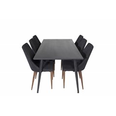 Dipp Dining Table - 180*90cm - Black Veneer / all black legs , Leone Dining Chair - Walnut legs - Black Fabric_6