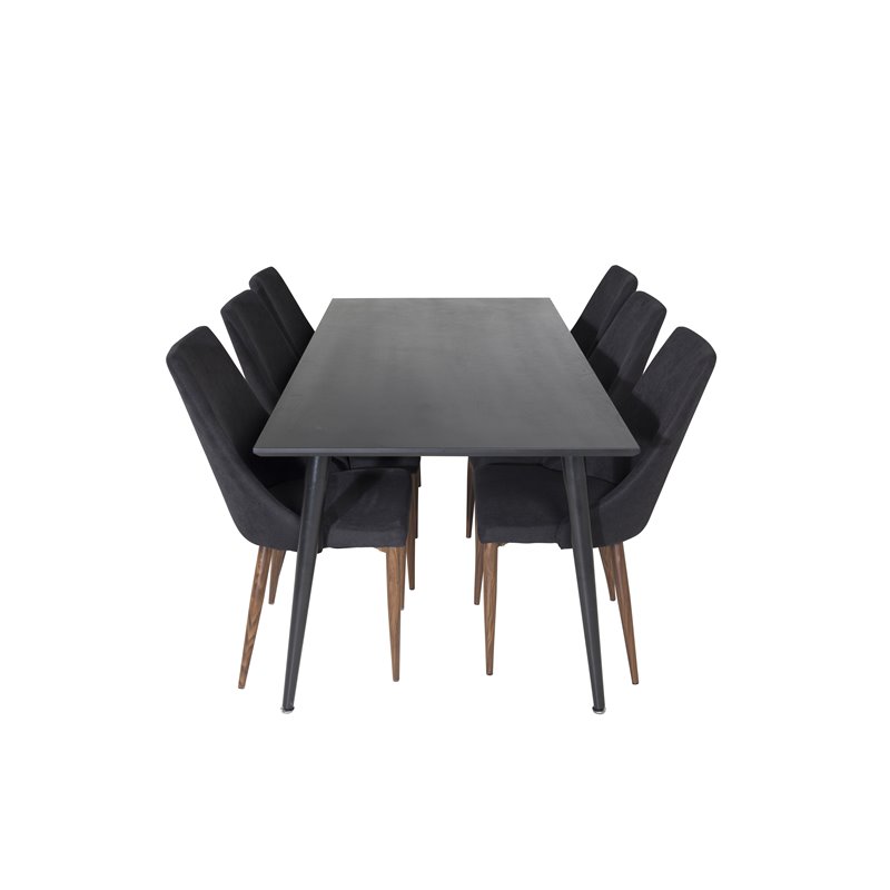 Dipp Dining Table - 180*90cm - Black Veneer / all black legs , Leone Dining Chair - Walnut legs - Black Fabric_6