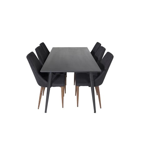 Dipp Dining Table - 180*90cm - Black Veneer / all black legs , Leone Dining Chair - Walnut legs - Black Fabric_6