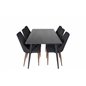 Dipp Dining Table - 180*90cm - Black Veneer / all black legs , Leone Dining Chair - Walnut legs - Black Fabric_6