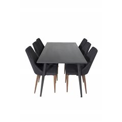 Dipp Dining Table - 180*90cm - Black Veneer / all black legs , Leone Dining Chair - Walnut legs - Black Fabric_6