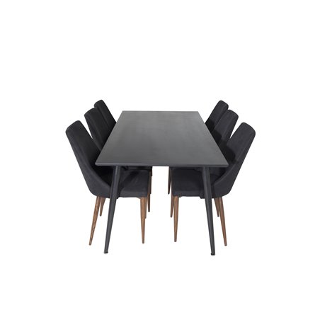 Dipp Dining Table - 180*90cm - Black Veneer / all black legs , Leone Dining Chair - Walnut legs - Black Fabric_6