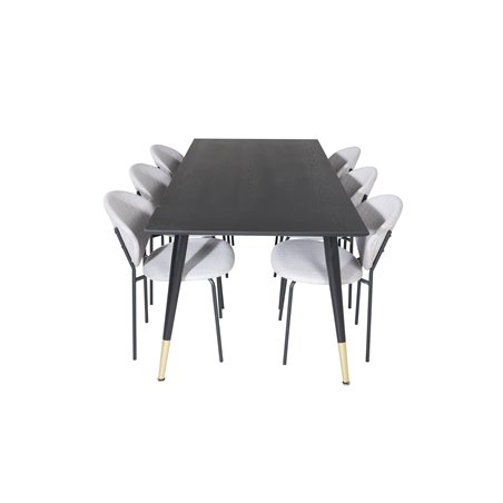 Dipp Dining Table - 180*90cm - Black / Black Brass, Vault Dining Chair - Black Legs - Grey Fabric_6