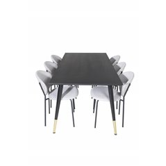 Dipp Dining Table - 180*90cm - Black / Black Brass, Vault Dining Chair - Black Legs - Grey Fabric_6